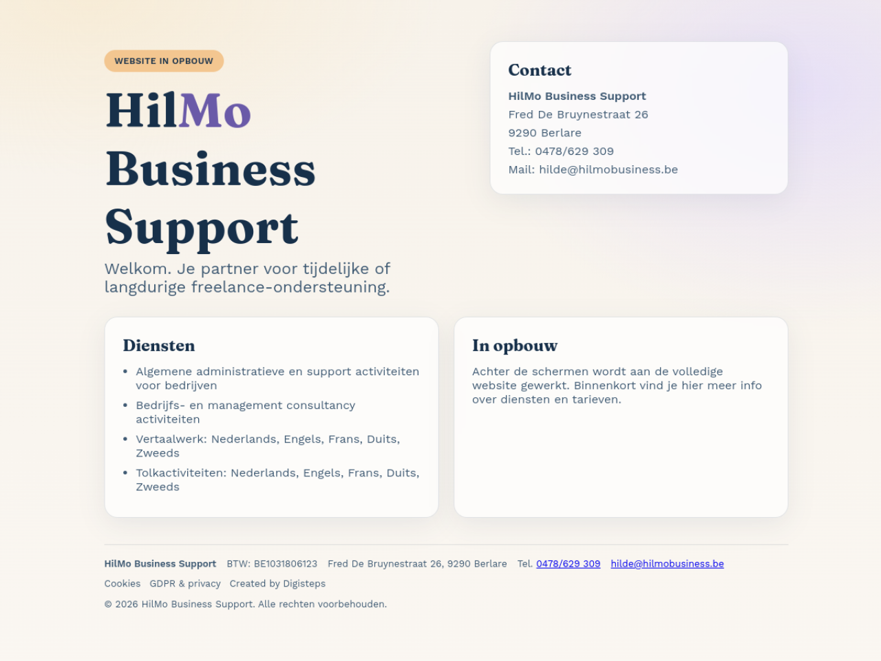 Screenshot HilMo Business Support
